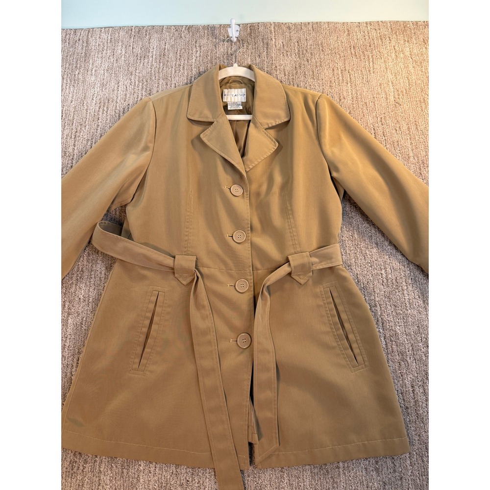 White Stag Womens Mesquite Tan Belted Trench Jacket Coat L 12 14 W5363701